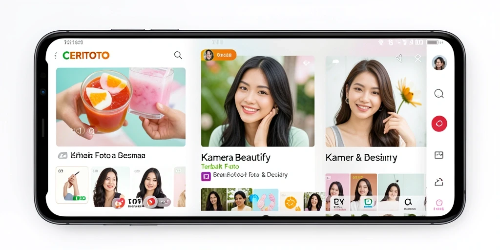 Antarmuka aplikasi CERITOTO untuk edit foto dengan fitur Kamera Beautify.